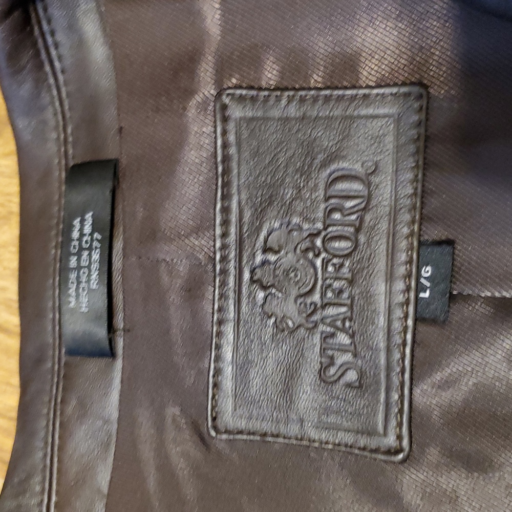 Stafford Dark Brown Genuine Leather Blazer Jacket NWOT Mens Size L - Picture 6 of 16